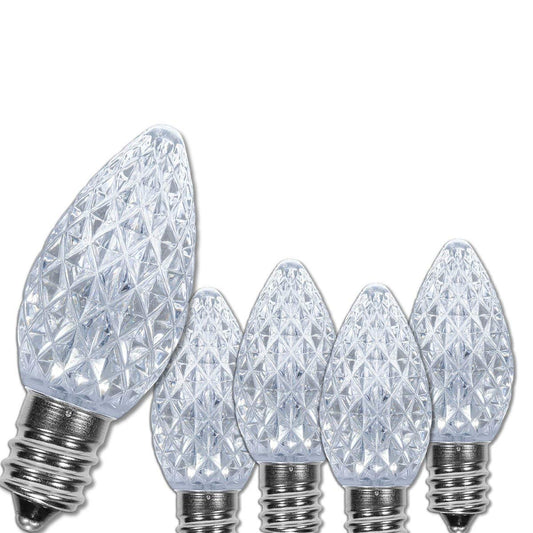 Wintergreen Lighting OptiCore C7 LED Bulbs - 25 Pack Heavy Duty Premium Outdoor Christmas Lights, E12 Base (Cool White Faceted)