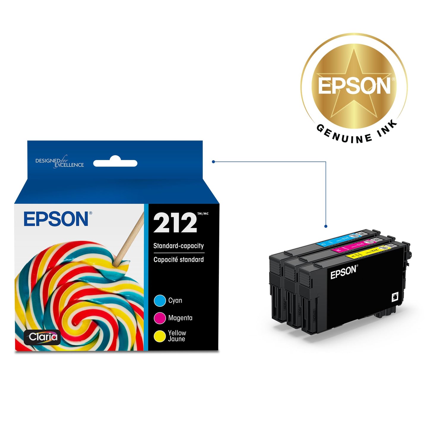 EPSON 212 Claria Ink Standard Capacity Color Combo Pack (T212520-S) Works with WorkForce WF-2830, 2850 and Expression XP-4100, 4105