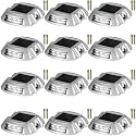 VEVOR Driveway Lights 12-Pack Solar Driveway Lights Bright White with Screws Solar Deck Lights Outdoor Waterproof Wireless Dock Lights 6 LEDs for Path