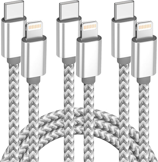 USB C to Lightning Cable 3Pack 6 FT Apple MFi Certified iPhone Fast Charger Type c to Lightning Cable Nylon Braided iPhone Cord for iPhone 13 12 11…