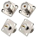SO-239 UHF Female Chassis Mount Connector, 4-Hole Flange Panel Mount RF Coax Connector for Antenna, Ham Radio, CB Radio, RF Projects - Pack of 4