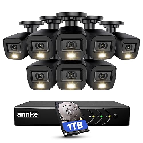 ANNKE 3K Lite Wired Security Camera System Outdoor with AI Human/Vehicle Detection, 8CH H.265+ DVR and 8 x 1920TVL 2MP IP67 Home CCTV Cameras