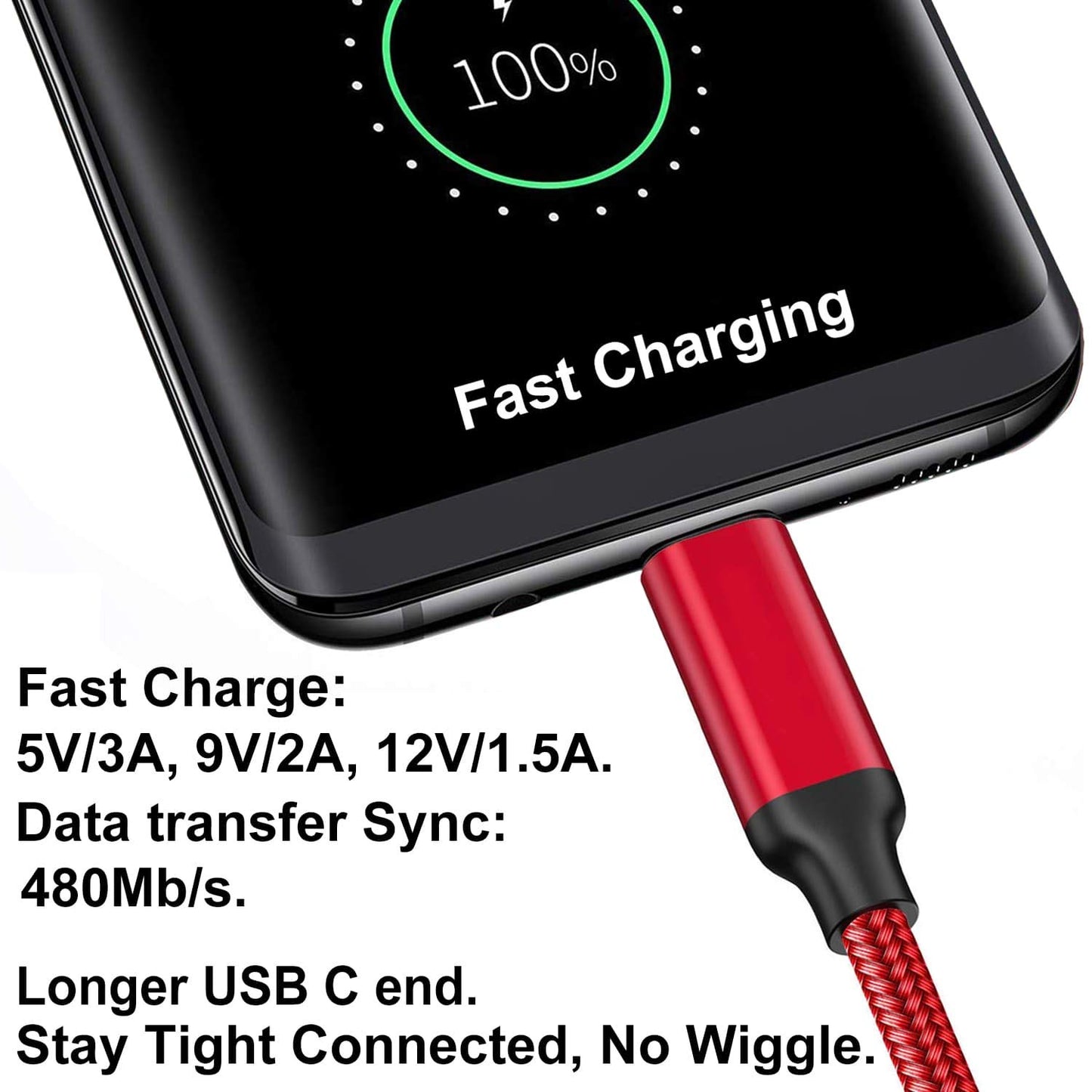 10FT 3Pack USB Type C Cable 3A Fast Charging,Long USB-A to USB-C Cable for Samsung Galaxy Note 10,S20 S10 S9 Plus,A10e A20 A50 A70 A71 A51,Xperia
