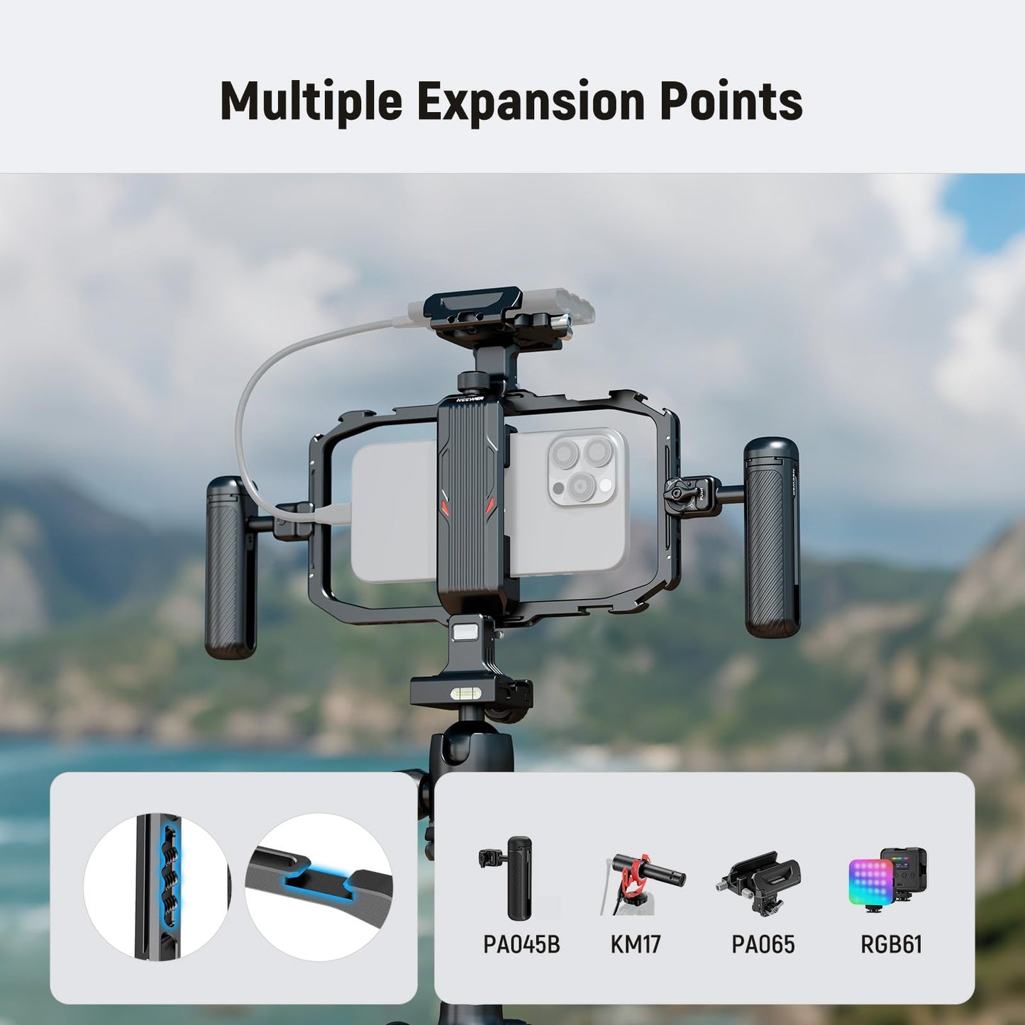 NEEWER Universal Phone Cage, Smartphone Video Rig with Quick Release Mounts Cold Shoes for Videomaker Filmmaking TikTok Vlogging Phone Video
