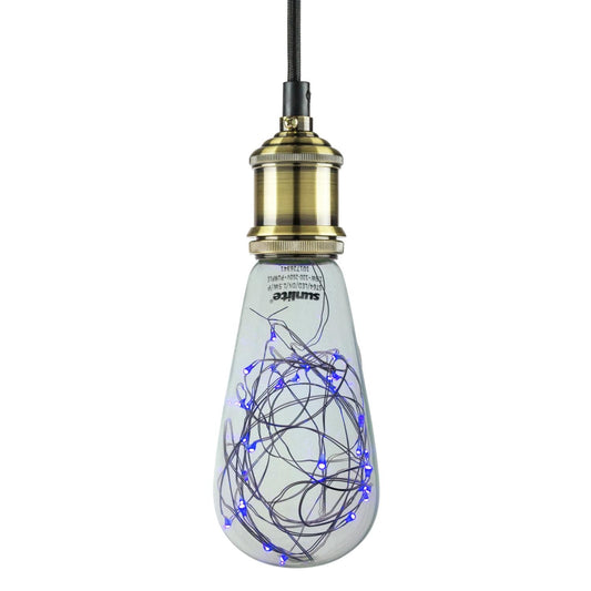 Sunlite ST64 Vintage Shaped Bulb, 30 Blue LED Fairy Lights Inside, Medium (E26) Base, Decorative, Party, Holiday, Kids Room, Patio Lights