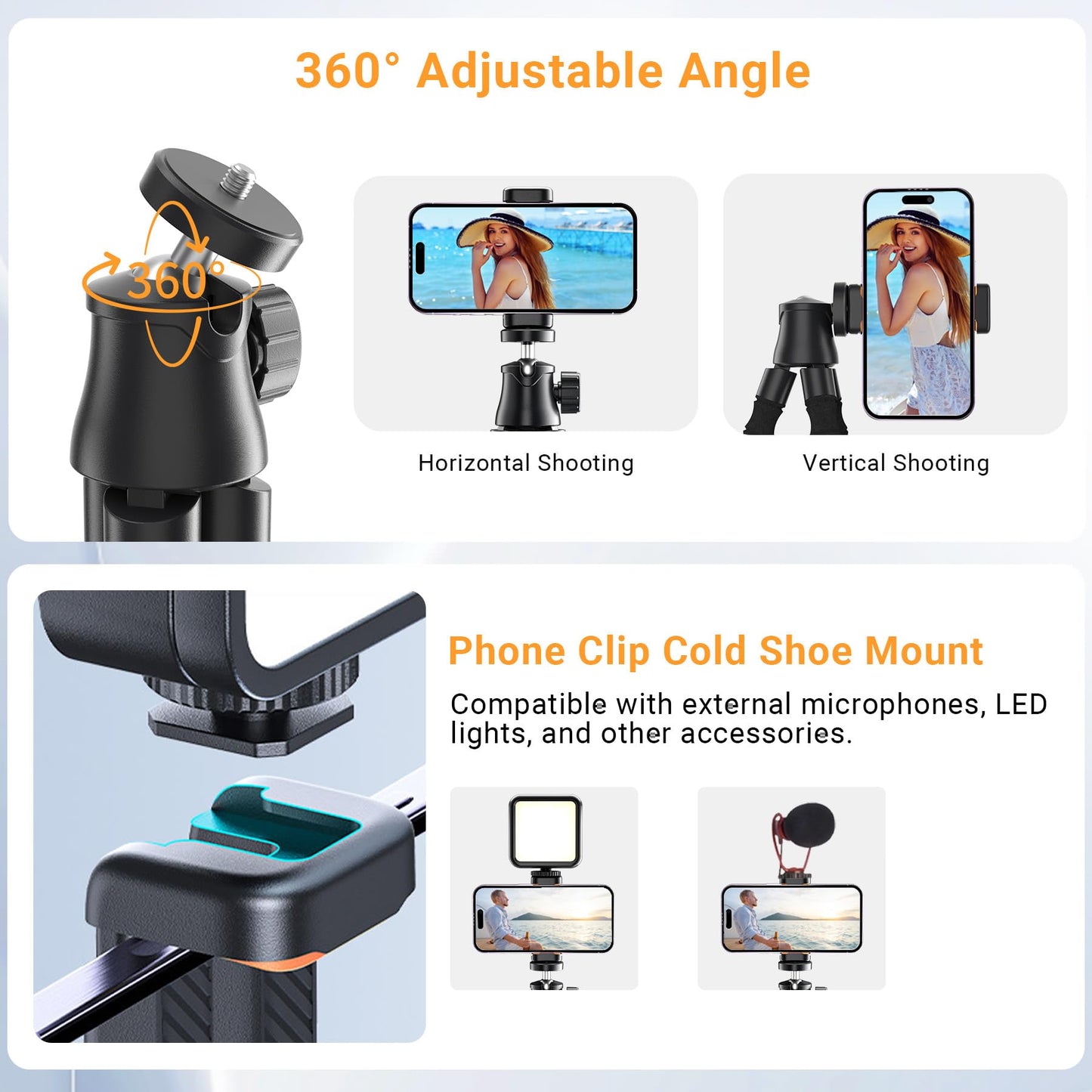 Flexible Phone Tripod with Zoom Wireless Remote for iPhone Video Recording, Mini Octopus Camera Stand for Content Creator, Bendable 360° Adjustable