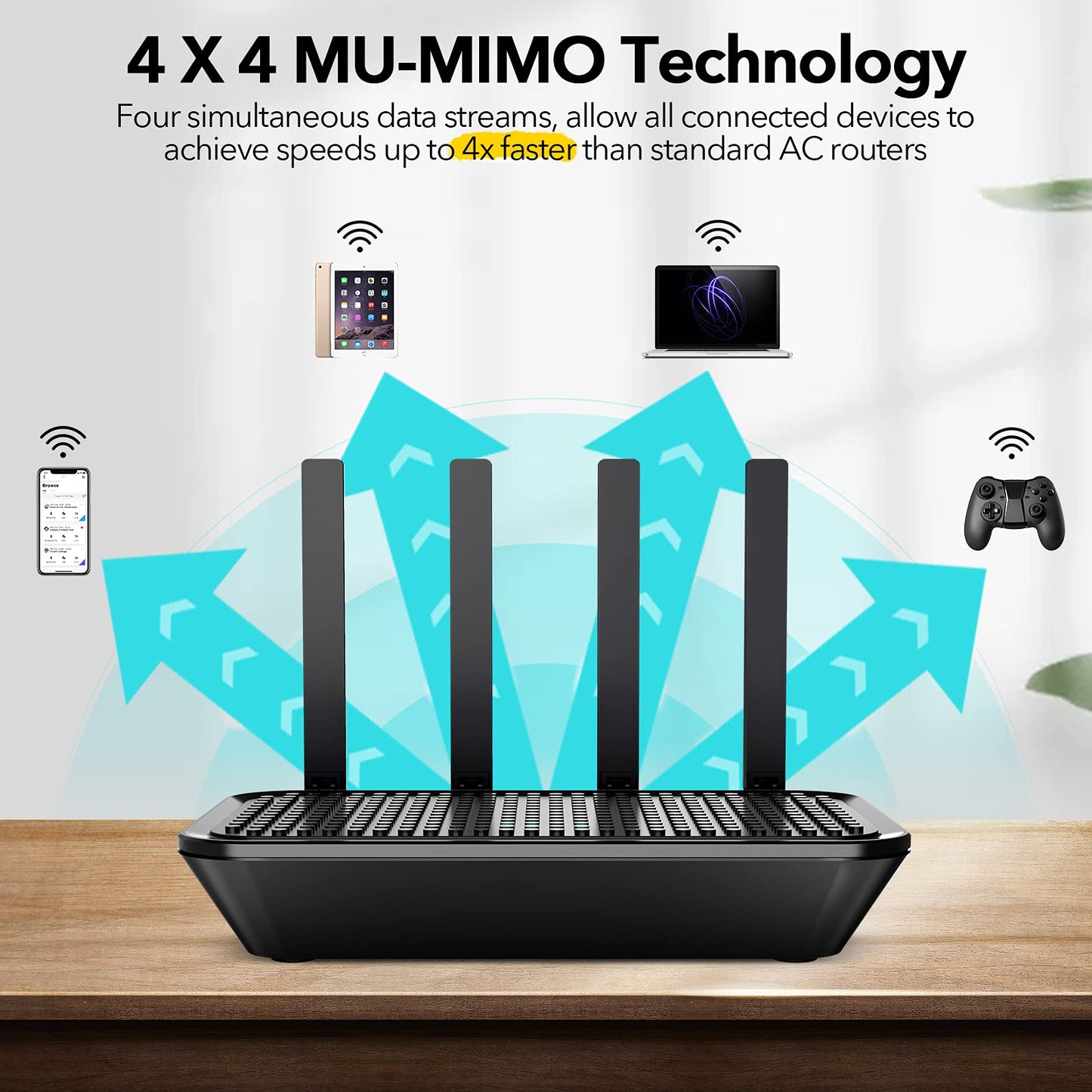 WiFi Router- AC2100 Dual-Band Smart Wi-Fi Router Upgrades to 2033 Mbps (5G) High-speed, Features MU-MIMO, 4 Gigabit LAN Ports, ONE SSID, Parental
