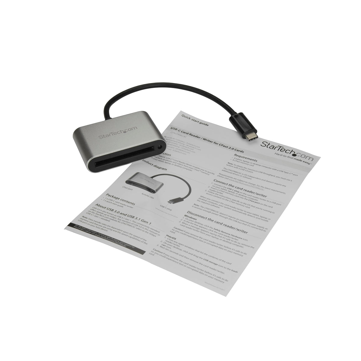 StarTech CFast 2.0 Card Reader/Writer USB-C, Portable (CFASTRWU3C)