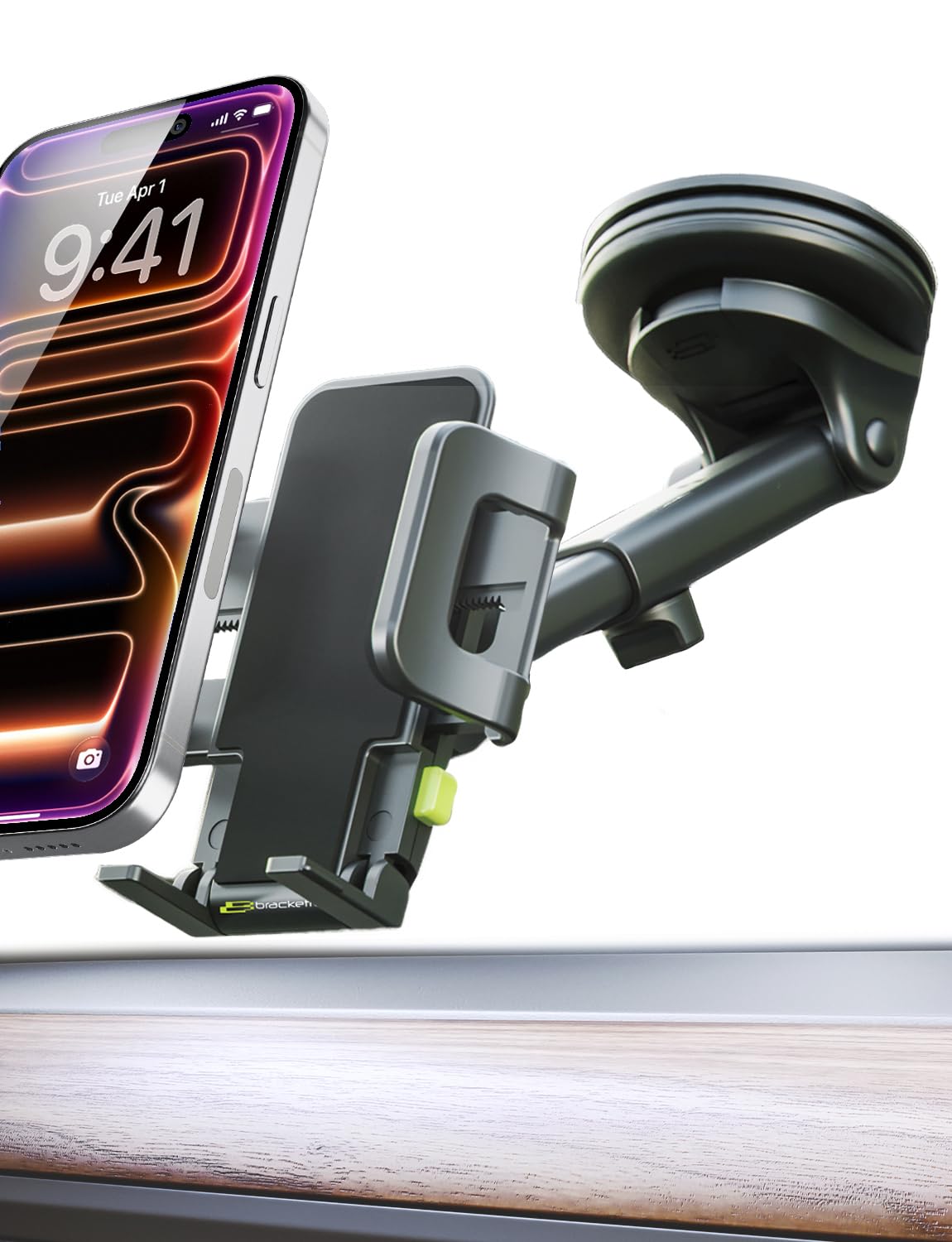 Bracketron Cell Phone Holders for Your Car - TripGrip Extend Phone Holder for Car Dashboard & Windshield, One-Hand Release, 360 Rotation, Suction Cup