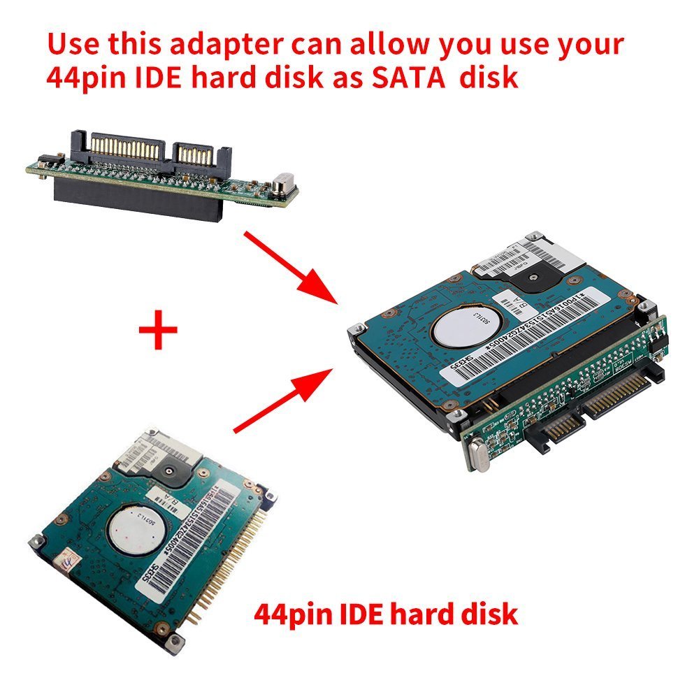 (2 Pack) Laptop IDE Drive to SATA Adapter, Tekit 44 pin 2.5'' IDE HDD Laptop Hard Drive Female to 7+15 pin Male SATA Adapter to Connect a Laptop IDE