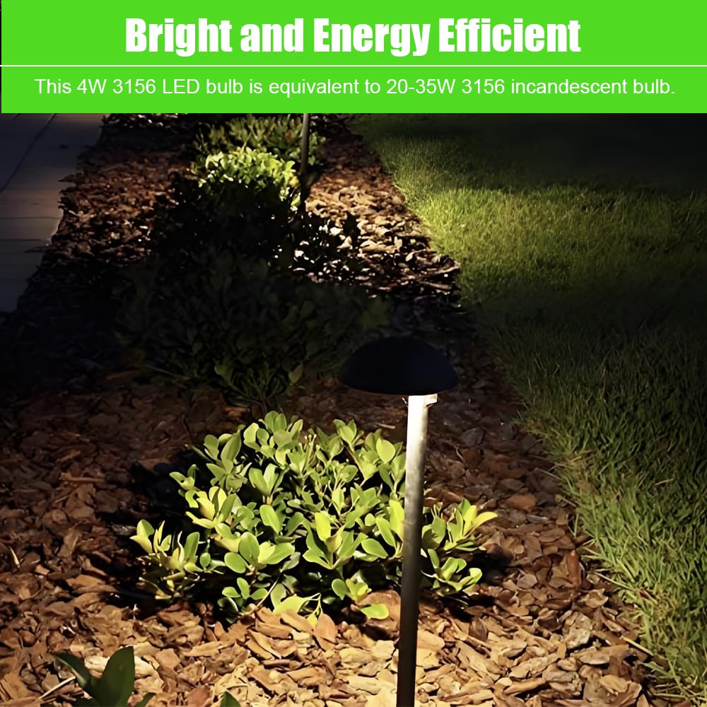 Makergroup S8 3156 Wege LED Bulbs, S-8 3156K Plastic Base Bulb, 4W Warm White 2700K-3000K, 12V Low Voltage for Outdoor Landscape Lighting Pathway