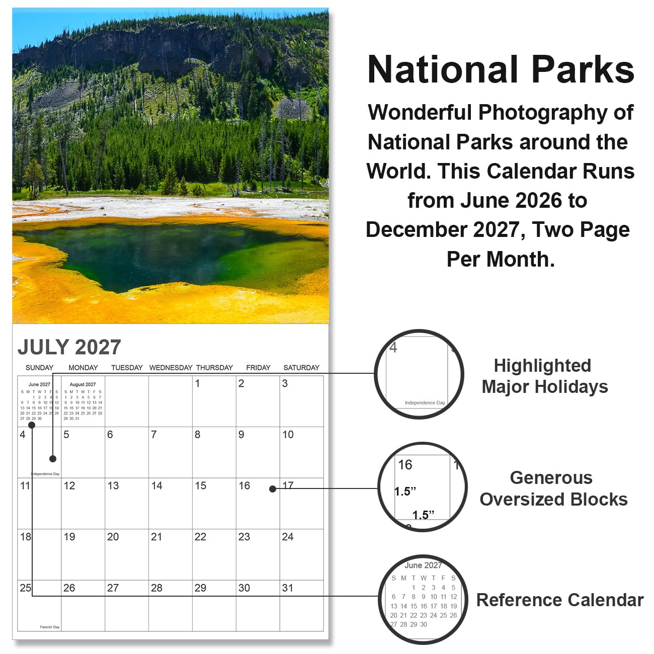 Calendar 2026 from January 2026 - December 2026, 12" x 24" Opened 12 Months Calendar, Full Page Months Thick & Sturdy Paper for Gift Perfect Calendar
