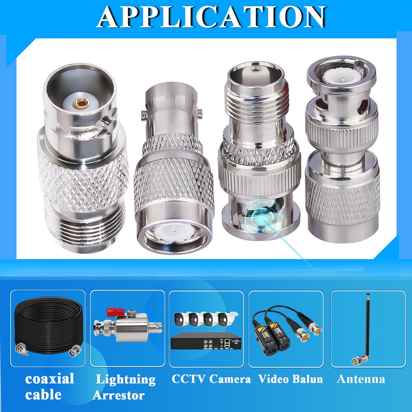TUOLNK 4 Type Set TNC to BNC Jack RF Coax Adapter TNC Female to BNC Male Coaxial Adapters for Wi-Fi Radios External Antenna Connector Kit