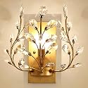 YIYIBYUS LED Golden Crystal Aisle Wall Lamp Lighting, Bedroom Lights Wall Sconce Fixtures Creative Retro Wrought Iron Candle for Dining Room Bathroom
