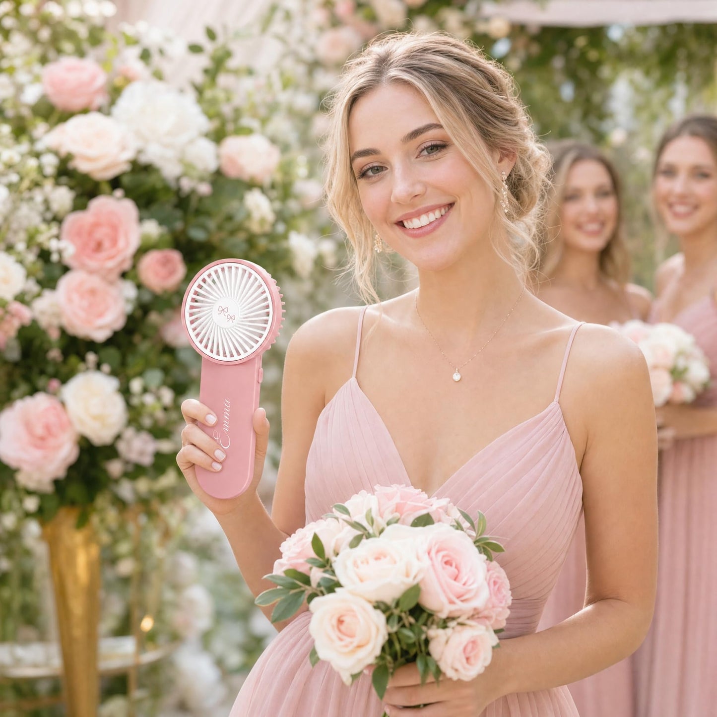 VKPOYNRO Custom Name Handheld Fan, Battery Travel Fan (No Built-In Battery), Hand/Hang Use. Ideal Wedding Bridesmaid & Women Party Gifts, Outdoor