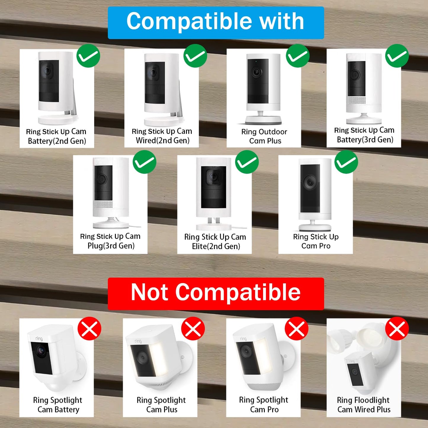 Haoyou Vinyl Siding Wall Mounts for Ring Stick Up Cam Battery & Ring Outdoor Cam Plus/Wyze/Eufy/Arlo Camera, No Drill 360 Degree Adjustable, Home