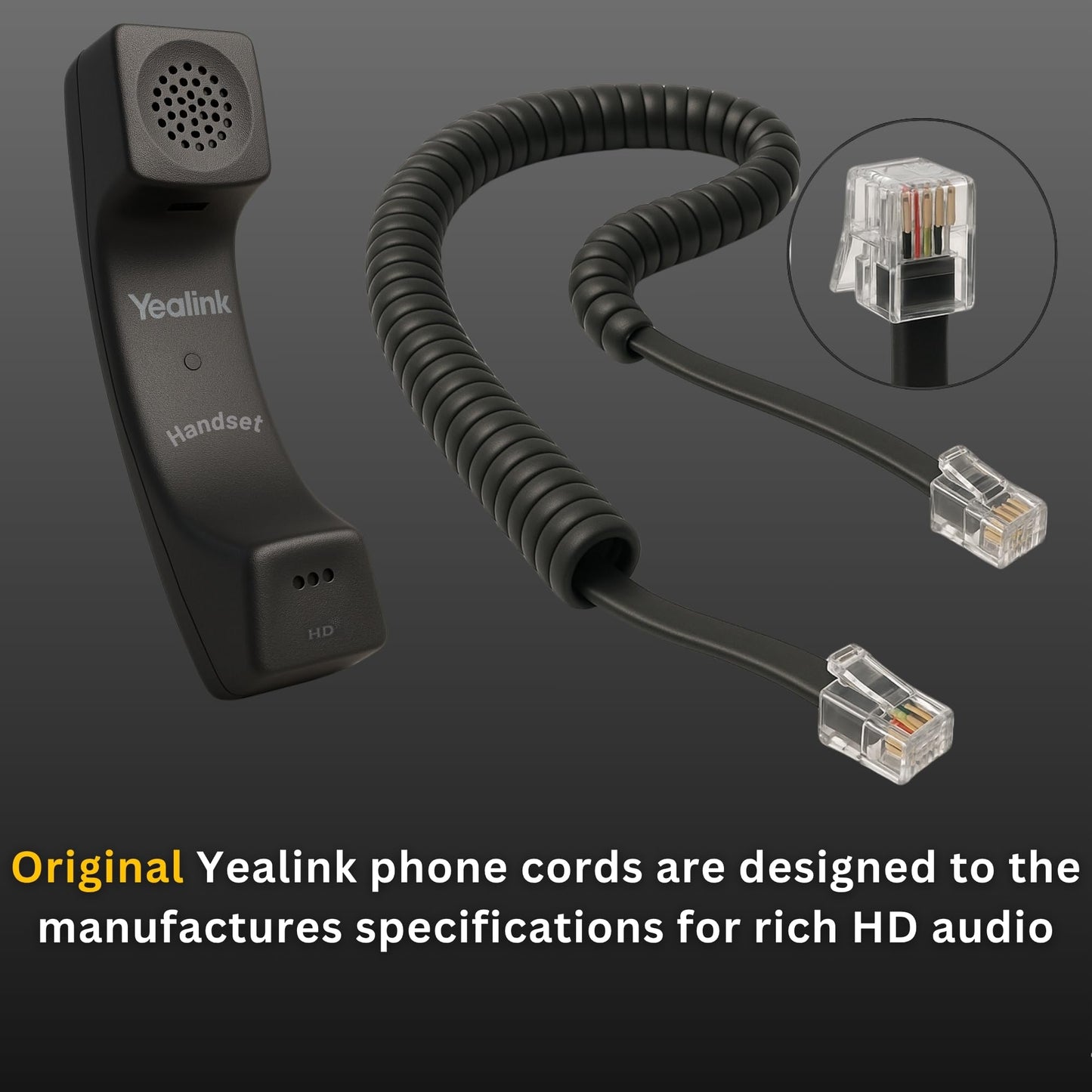 Yealink Phone Cord Replacement HD Compatible Audio 6 ft Universal Curly Handset Cable - For Desk Landline Telephones Resolves Static noise issues