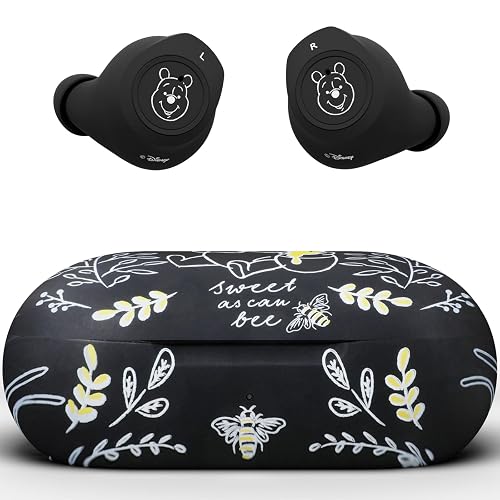 Disney Winnie The Pooh Bluetooth Earbuds w/Charging Case- Wireless Headphones w/Built-in Mic+ Up to 30 Hrs Playtime- Winnie The Pooh Gifts for Women