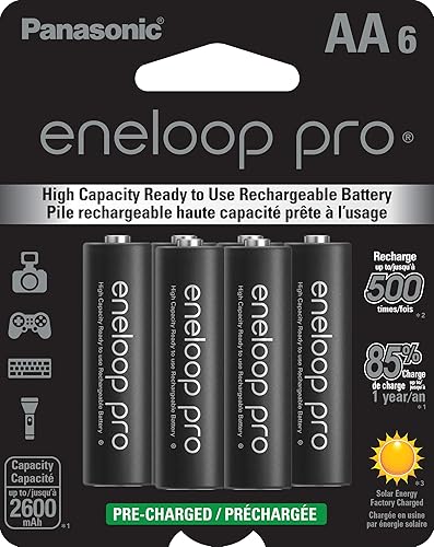 Eneloop Panasonic BK-3HCCA6BA pro AA High-Capacity Ni-MH Pre-Charged Rechargeable Batteries, 6-Battery Pack