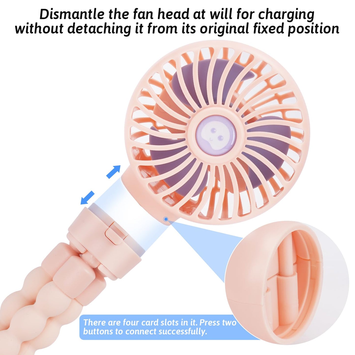 Portable Stroller Fan USB Clip on Fan Rechargeable Small Personal Mini with Removable Flexible Tripod 3 Speed 360° Rotate Can Handheld and Desk