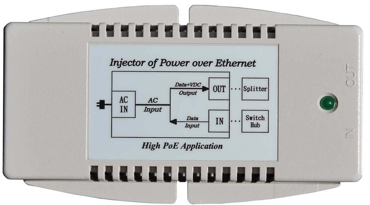 Tycon Systems TP-POE-HP-48GD 56V Gigabit High Power POE Power Inserter - US Power Cord, 35W