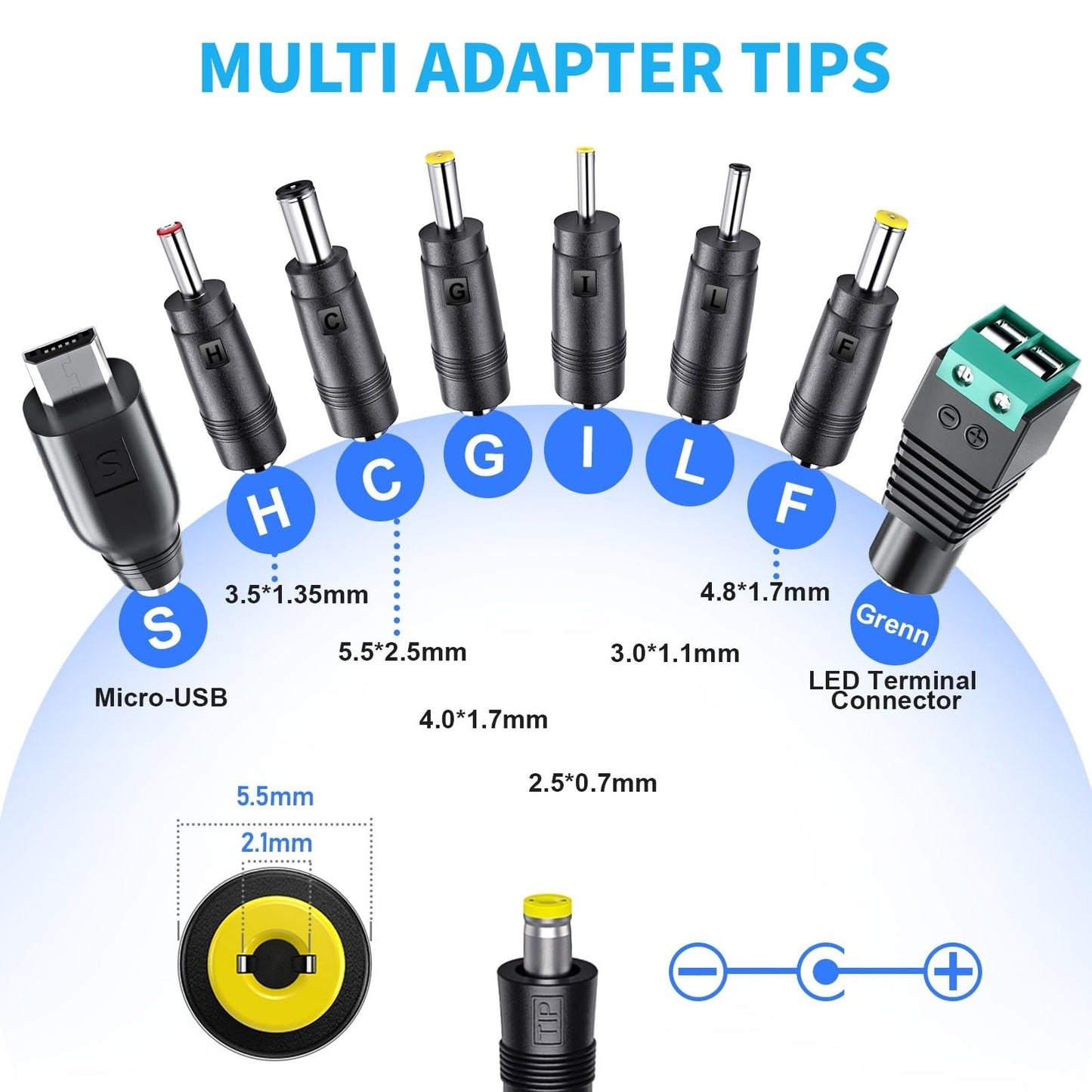 SoulBay 12V Power Supply Universal AC DC Adapter Charger with Adjustable Output 5V 9V 3V 6V 4.5V 7.5V 12 Volt 1A 1.5A 2A for LED Strip Light CCTV…
