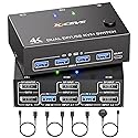 Displayport KVM Switch 2 Monitors 2 Computers 8K@30Hz 4K@144Hz, USB3.0 Dual Monitor KVM Switch for 2 Computers Share 2 Monitors and 4 USB