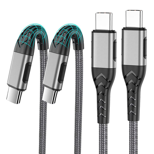 Durcord 2Pack 10ft USB C Charger Cable - 100W Fast Charging for Android/Phone/Pad, Type C to Type C Compatible with iPhone 17/16/15 Pro Plus Max