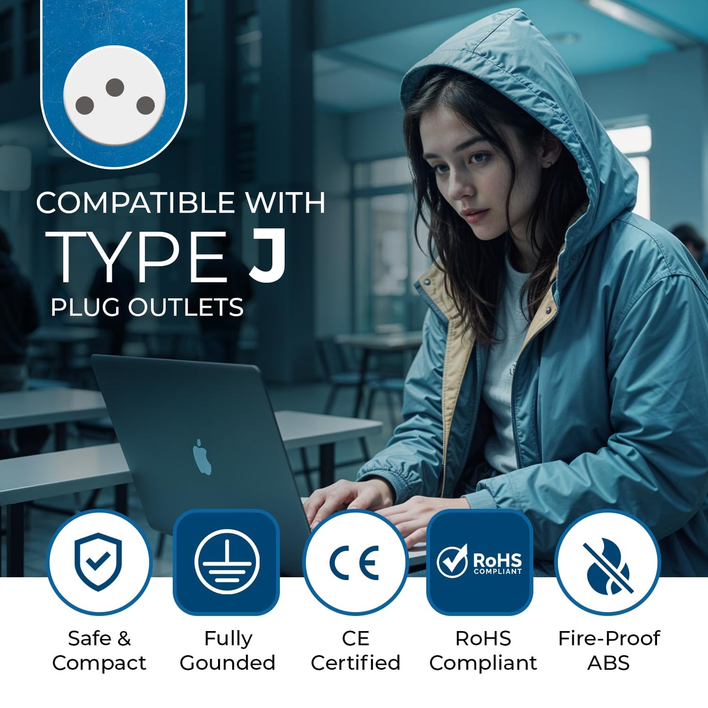 OREI Switzerland Power Plug Adapter 3-Pack – Type J Travel Adapter with 2 USA Inputs for Phones, Laptops, Cameras, CPAP & More (US-11A)