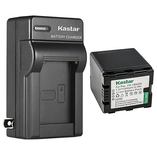 Kastar 1-Pack VW-VBN260 Battery and AC Wall Charger Replacement for Panasonic HC-X900GK, HC-X900K, HC-X900M, HC-X900MGK, HC-X909, HC-X910, HC-X920