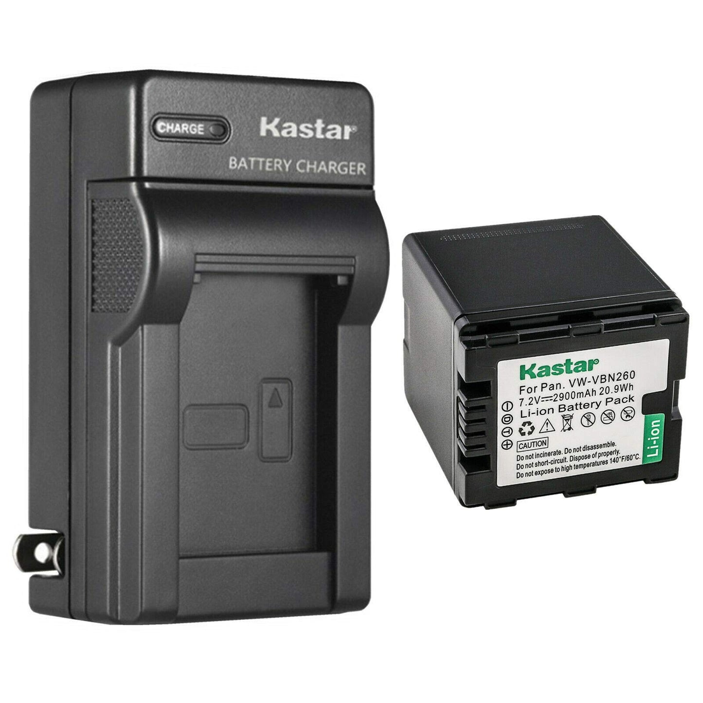 Kastar 1-Pack VW-VBN260 Battery and AC Wall Charger Replacement for Panasonic HC-X900GK, HC-X900K, HC-X900M, HC-X900MGK, HC-X909, HC-X910, HC-X920