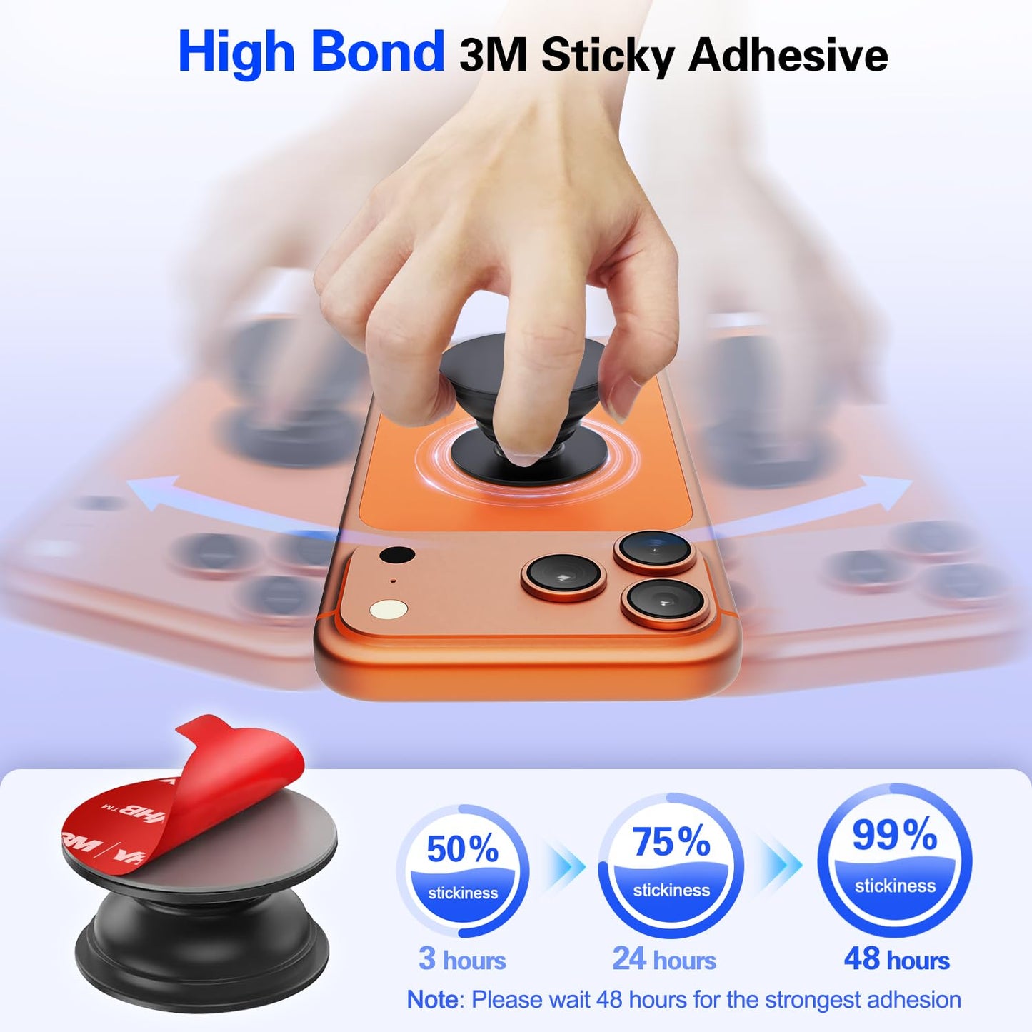 10 Pcs Sticky Pads for Pops Socket Base: 1.38" Round Strong Adhesive Replacement Double Sided Tape for iPhone Popgrips, Cell Phone Grip & Ring Holder