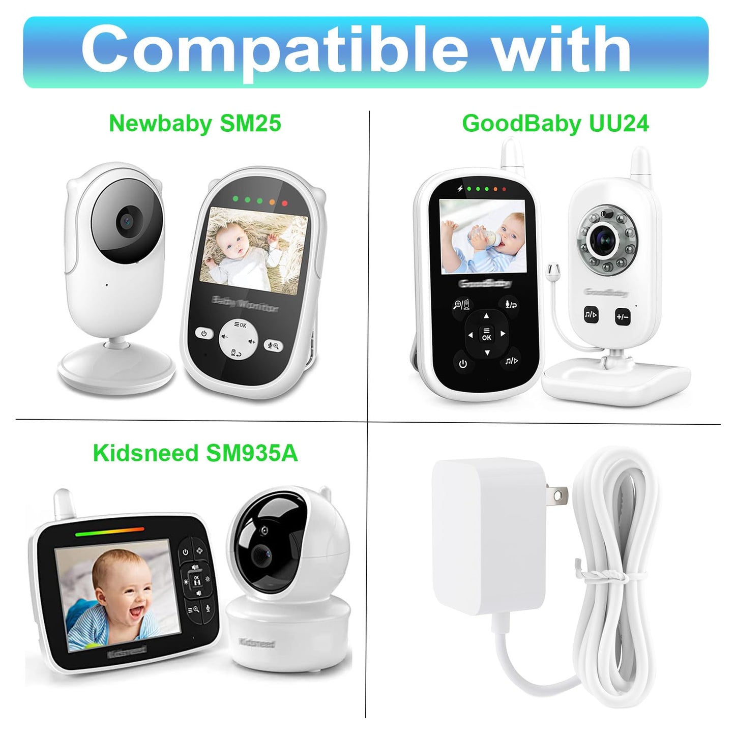 LEFXMOPHY UU24RX Charger for GoodBaby UU24TX UU24 SM35PTZ / Newbaby SM25RX SM25TX SM25 / Kidsneed SM935A Baby Camera Monitor 5V EP04-050070WXLZ…