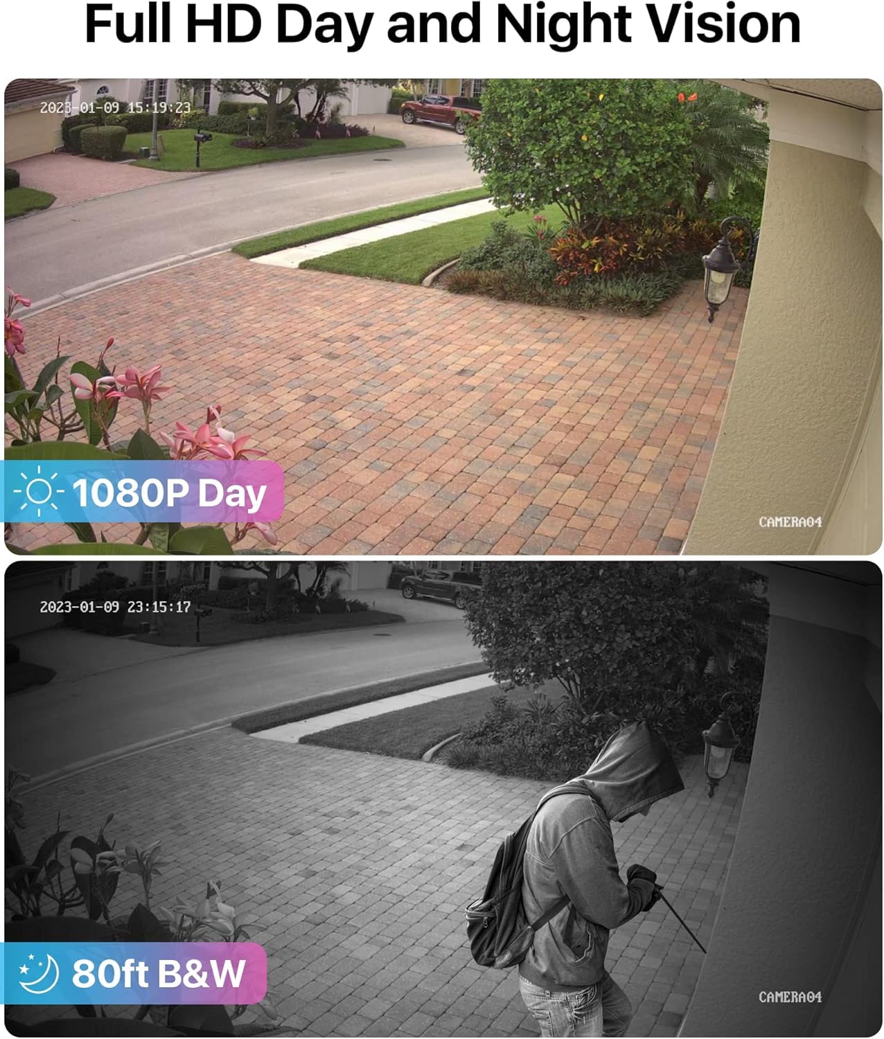 ZOSI 8CH 3K Lite Home Security Camera System Outdoor Indoor, AI Human/Vehicle Detection, Night Vision, 4pcs 1920TVL 1080P Metal CCTV Cameras, Remote