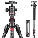 NEEWER 66"/168cm Carbon Fiber Tripod for Camera with 360° Panorama Ball Head, 1/4" Arca QR Plate, Portable Bag, Compact Travel Tripod Monopod for DSLR