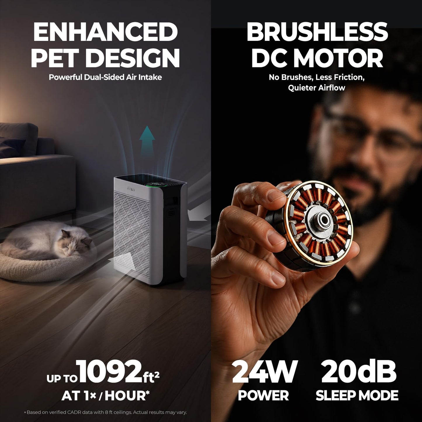 Air Purifiers for Home Bedroom Large Room Up to 1092 Ft² 1Hr AHAM Verified