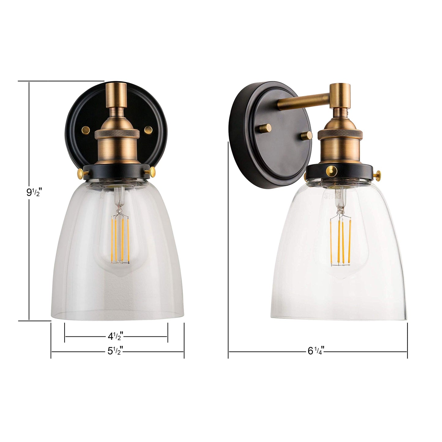 Linea di Liara Fiorentino Black and Gold Wall Sconce Lighting Fixture Farmhouse Bathroom Wall Sconce Bedroom Wall Lighting and Hallway Wall Light