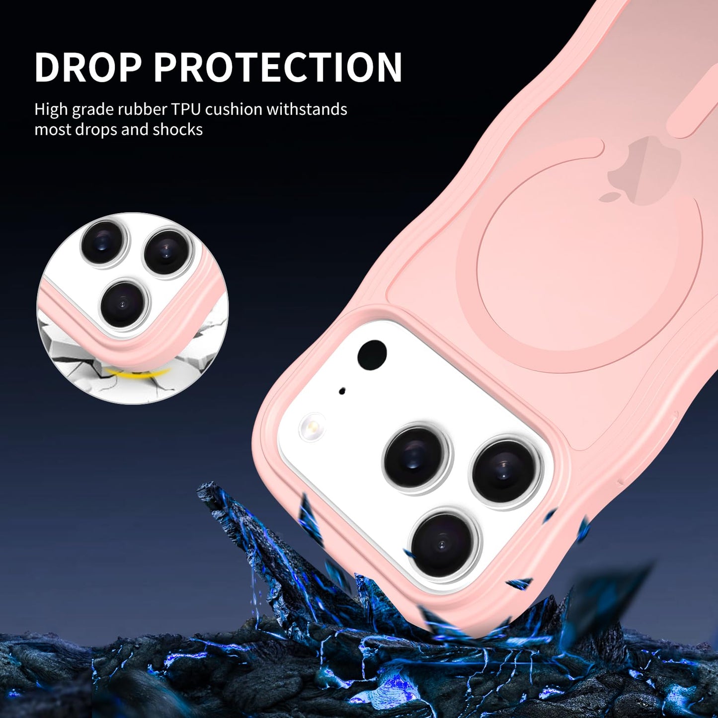 iYavvort Magnetic for iPhone 17 Pro Case, (Compatible with Magsafe) Curly Wavy Frame Hard Translucent Matte Clear Back Cover for Women Men TPU Bumper