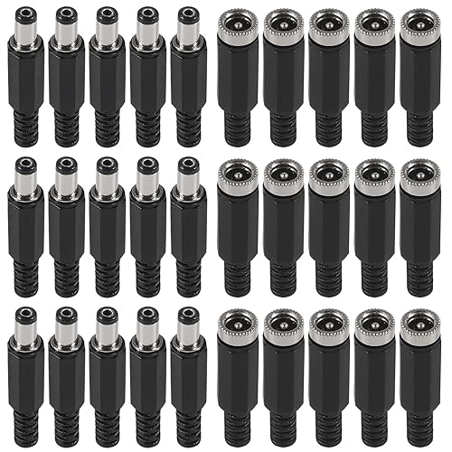 30PCS DC Socket 5.5mmx2.1mm Female DC Male Female Connectors Jack Socket Power Adapter Connector(15 Pairs)