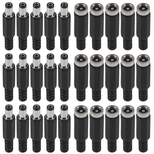 30PCS DC Socket 5.5mmx2.1mm Female DC Male Female Connectors Jack Socket Power Adapter Connector(15 Pairs)
