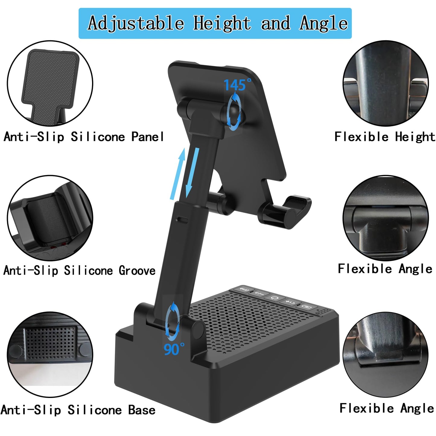 Birthday Gifts for Mother Father ,Cell Phone Stand with Wireless Bluetooth Speaker and Antislip Base HD Surround Sound for Home and Outdoors
