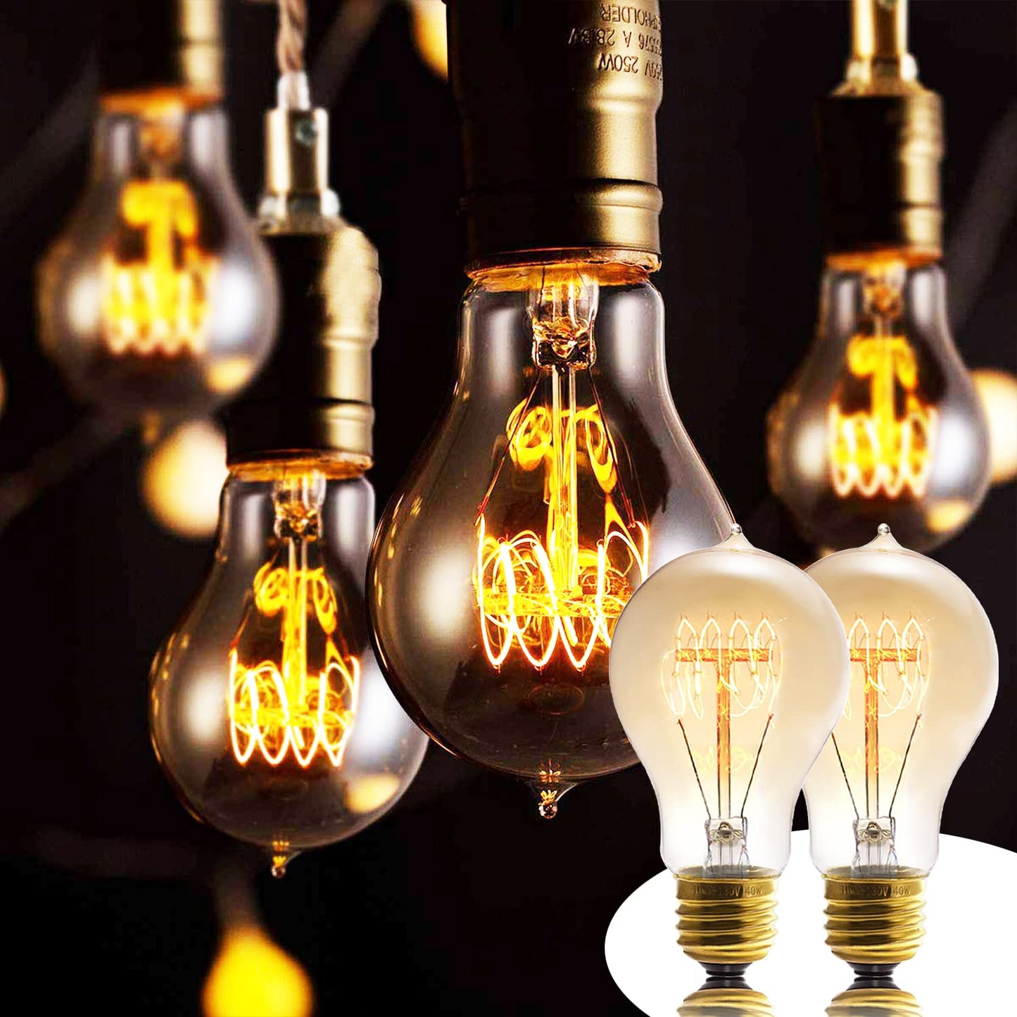 Sevici A19 Incandescent Light Bulbs 40W E26 Dimmable Edison Bulbs 2 Pack
