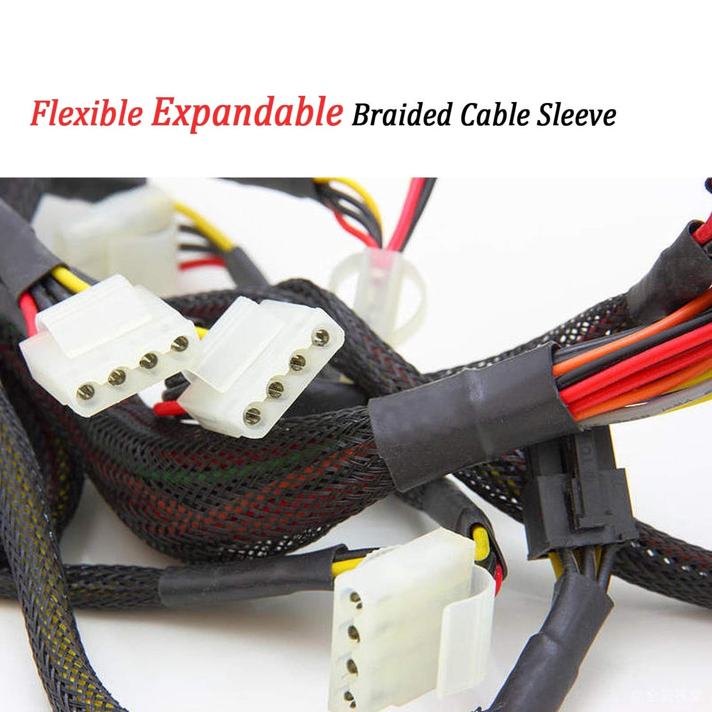 Wang-Data 25ft-1.25" PET Expandable Braid Sleeving -Black -Cable Management Sleeve Cord Organizer for wrap & Protect Cables