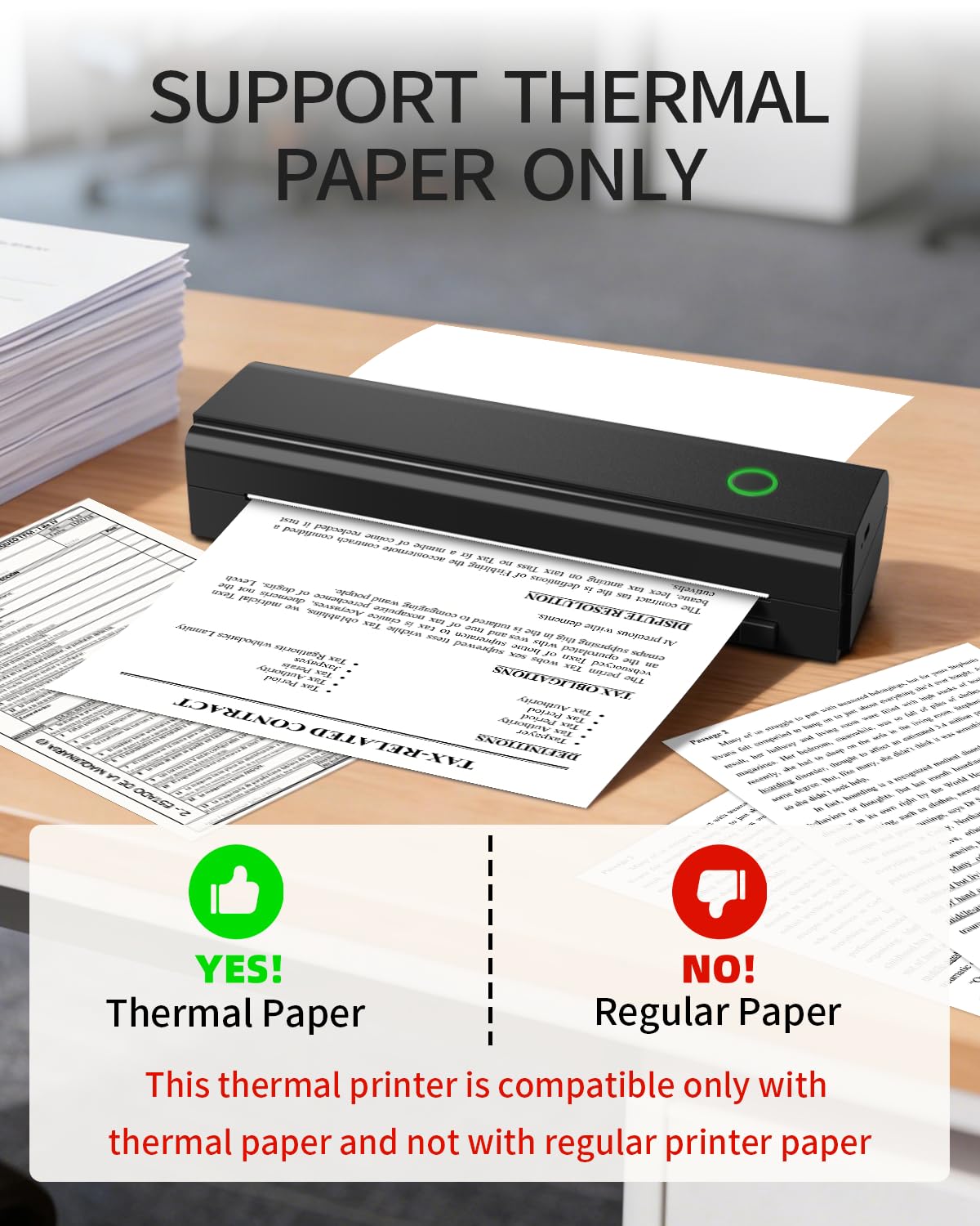 NDYIN Portable Printers Wireless for Travel, N80 Wireless Thermal Printer Bluetooth Inkless Printer Support 8.5" X 11" US Letter & A4, Compatible
