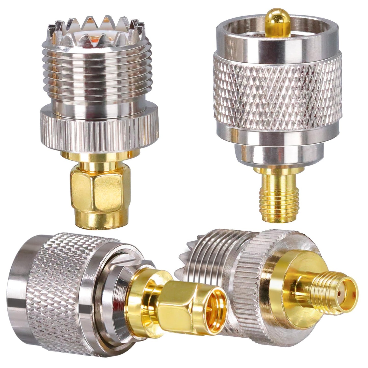 TUOLNK SMA to UHF PL259 CB Radio Antenna Adapter, PL259 to SMA Coax Cable Connectors, SO239 Coax Adapter Kit 4 Type Set for FPV Antennas, Coaxial
