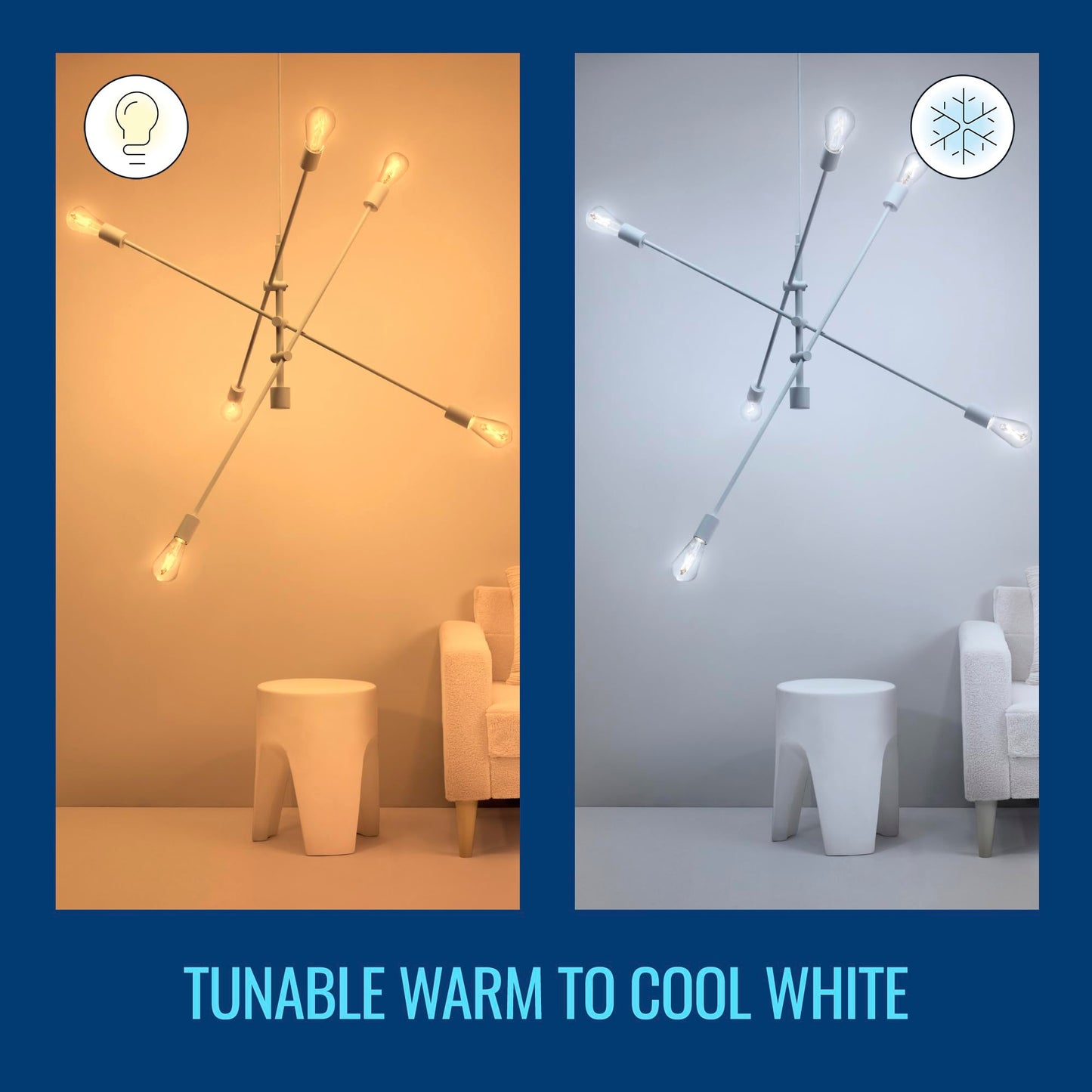 WiZ Connected 60W ST19 Tunable White Filament LED Smart Light Bulbs - Connects to Your Wi-Fi - E26 Smart Bulb - Control with Voice or App + Activate