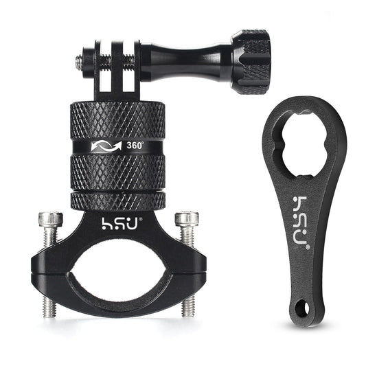 HSU Aluminum Bike Bicycle Handlebar Mount for GoPro Hero 13/12/11/10/9/8/7/6/5/4 Session AKASO Campark and Other Action Cameras, 360 Degrees Rotary