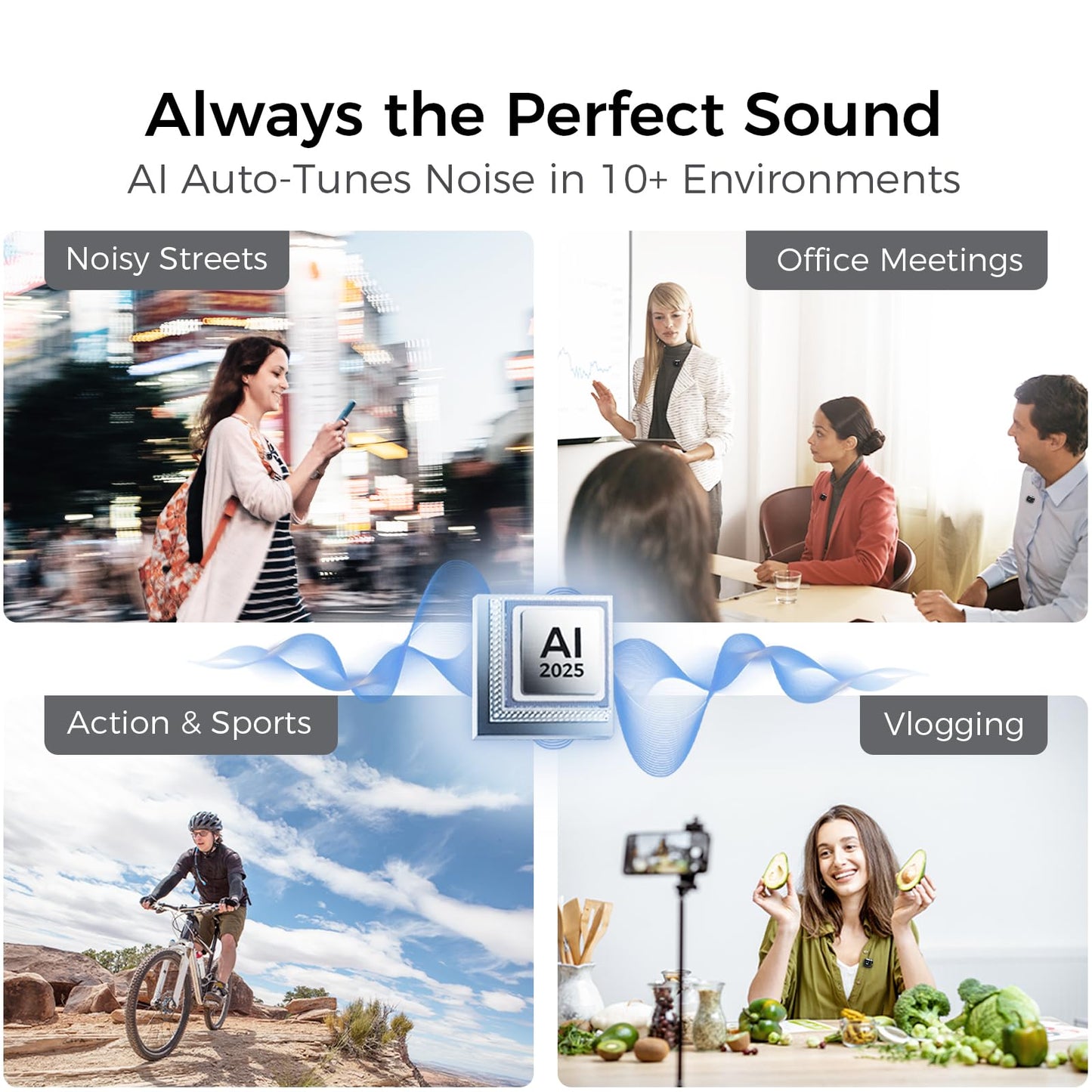 YRF Mic 2 (2 TX + 1 RX + Charging Case), Wireless Lavalier Microphone, Intelligent Noise Cancelling, Internal Recording (M15)