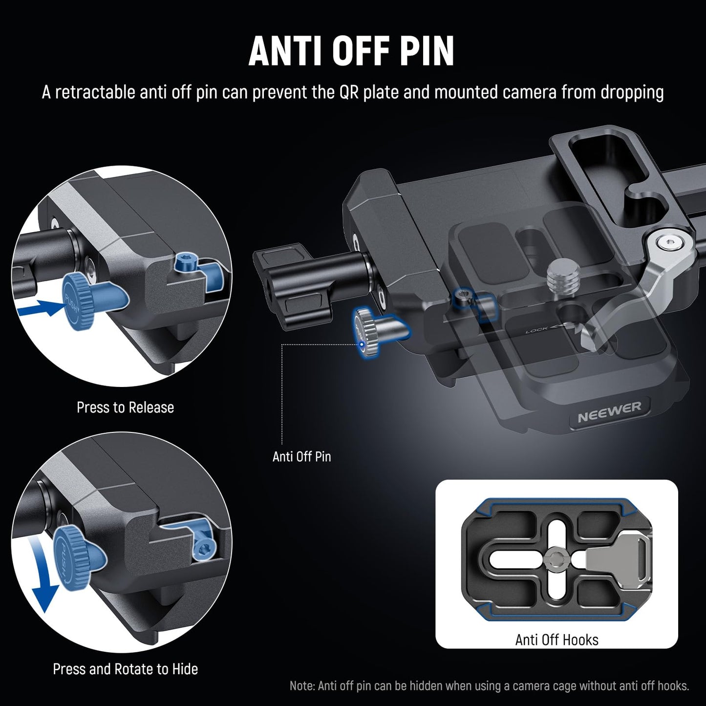 NEEWER V Mount Battery Plate with Arca Type Quick Release Plate, Foldable V Lock Mounting Adapter for NEEWER PS099E, Compatible with Camera Cage Video