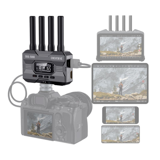 Accsoon CineView HE Wireless Video Transmission System, HDMI Video Transmitter, Dual-Band 1080p60 1200ft Range 60ms Latency, 4 Apps Monitoring